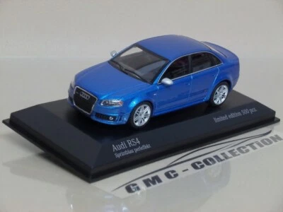 AUDi RS4 B6 BERLiNA SEDAN 2004 BLU BLUE MET. EDiZiONE LiMiTATA MiNiCHAMPS 1/43 - Immagine 1 di 3
