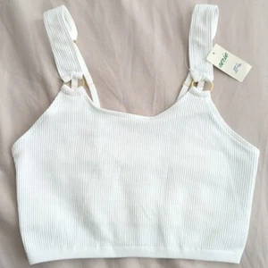 New Aerie Seamless Ring Longline Bralette Bra White Ribbed Small NWT - Picture 1 of 6
