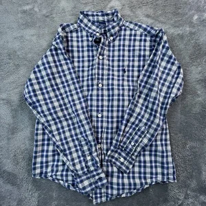 Ralph Lauren Shirt Boys Small 7 Tartan Plaid Blue Long Sleeve Button Up Collar - Picture 1 of 8