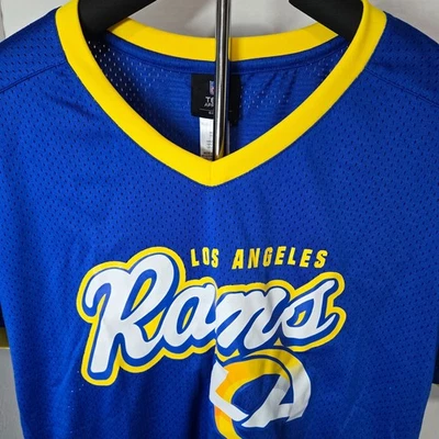NFL Team Apparel Girls Los Angeles Rams V-Neck Mesh Jersey Shirt Blue Size M 7/9 - Image 1 of 4
