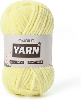 Plush Chenille Chunky Crochet Yarn 50g Soft Velvet Knitting for Blankets Lemon Y - Image 1 of 4