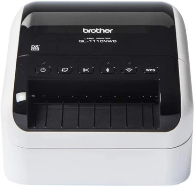 Brother QL-1110NWBc wide format shipping label printer WiFi - Black & White NEW - Image 1 of 4