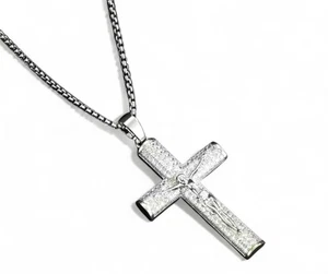 NEU - 14K vergoldete vergoldete synthetische Kreuz 24 ZOLL Halskette - SILBER - Bild 1 von 6