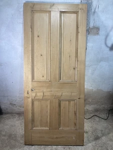 30 3/4"X 71 3/8" Victorian Internal Stripped Pine Four Panel Door 2over2 Old - Picture 1 of 12
