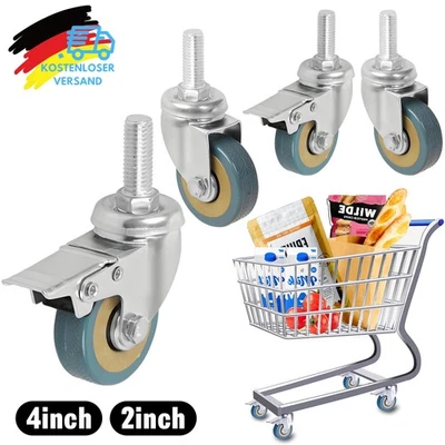 SET- 4Stück Lenkrollen mit Gewindestift Möbelrollen Laufrollen Transportrollen . - Bild 1 von 4