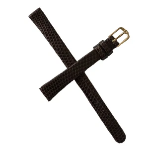 10mm Kreisler Genuine Leather Brown Watch Band Regular Length Yellow Buckle - Picture 1 of 8