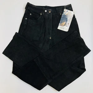 Hein Gericke Motorcycle Echt Suede Leather Pants Black Rider US 26x33 NEW - Picture 1 of 12