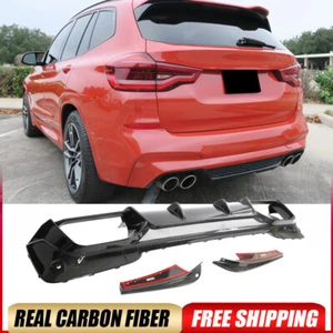 For BMW F97 X3M LCI 19-24 Real Carbon Rear Bumper Diffuser Lip Spoiler Body Kit - Picture 1 of 13