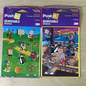 Two (2) Post-It 3M 1992/93 Warner Brothers Bugs Bunny; Stickers 2 Sheet Package - Picture 1 of 8