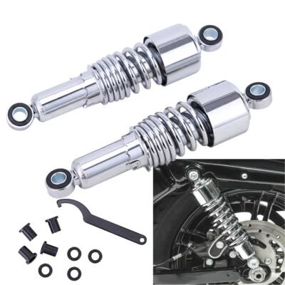 Chrome 10.5" Rear Shock Absorbers For Harley Touring Sportster XL 883 1200 Dyna - Image 1 of 4