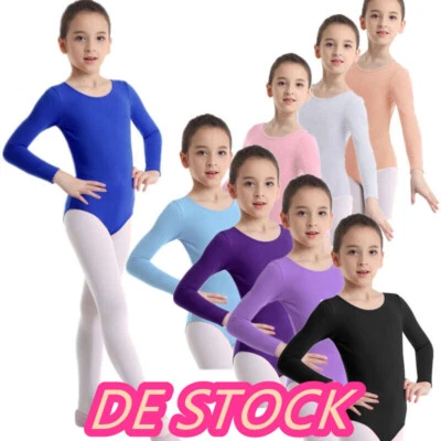 DE Mädchen Body Langarm Gymnastikanzug Ballettanzug Trikot Tanz Kleidung Ballett - Bild 1 von 4
