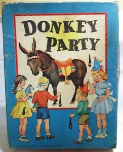 VINTAGE DONKEY PARTY GAME BY WHITMAN PIN THE TAIL ON THE DONKEY, TOY - Picture 1 of 5