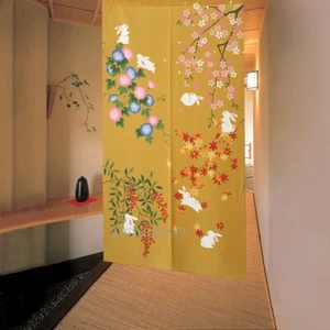 Noren Japanese Hanging Door Curtains Doorway Divider Tapestry Flower Rabbit CUTE - Picture 1 of 4