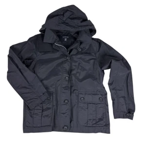 Lands' End Long Navy Rain Jacket Size Medium - Picture 1 of 8