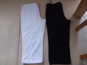 2 PAIRS OF BPC CROPPED TROUSERS. 1 BLACK, 1 WHITE. SIZE 38 (10). - Picture 1 of 14