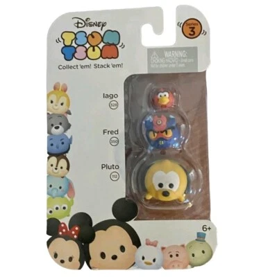 Vinis Disney Tsum Tsum série 3 empilháveis pacote com 3 Iago Fred Pluto  - Imagem 1 de 3