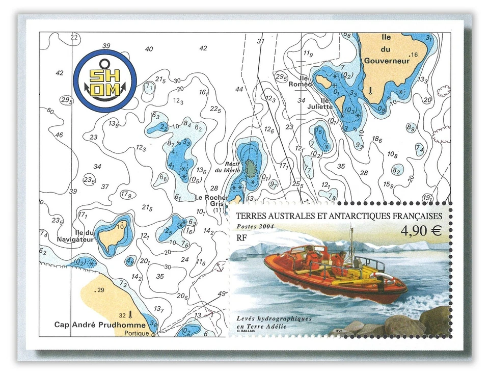 French Antarctic 2004 Hydrographic Surveys in Adelie Land Stamp Mini Sheet MUH - Image 1 of 1