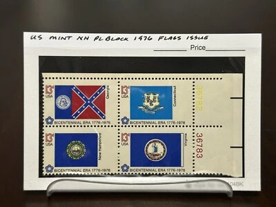 BLOCK OF (4) 13 CENT U.S.  STAMPS STATE FLAGS AMERICAN BICENTENNIAL 1976. MNH - Image 1 of 2