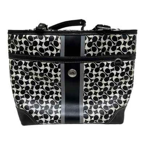 Coach Chelsea Signature Striped Handbag, Black & White - Picture 1 of 12