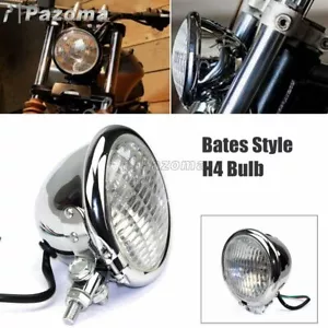 Retro 4.5" Bates Style Headlight Head Lamp For Harley Bobber Chopper Softail - Picture 1 of 9