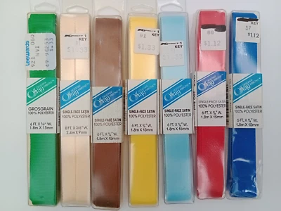 NIP Vintage Offray Designer Polyester Ribbons Multicolor 6' x 5/8" & 8' x 3/8" - Image 1 of 3