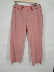 Patchington Pants Womens Cotton Blend Sz 12 Red White Striped Sear Sucker - Picture 1 of 13