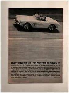 1962 Corvette by Chevrolet Original Print Ad ~ Free Shipping ~ Chevy 327 V8 - Picture 1 of 1