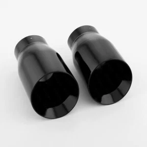 Weld On Stainless Steel Exhaust Tips Black Paint 3" Inlet 4" Out Angle Cut 2PCS - Picture 1 of 6