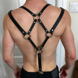 Men's Leather Harness Strap Bondage Gothic Garter Ceinture Suspender BDSM Belt