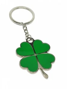 4 Leaf Clover Keyring Lucky Enamel Large Clover Whimsical Fun Gift Unisex - Picture 1 of 24