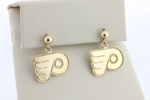 Michael Anthony 14K Yellow Gold NHL Philadelphia Flyers Hockey Dangle Earrings Cover