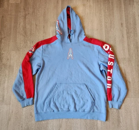 Reebok VTG Collection Houston Oilers NFL Hoodie Sweatshirt Sz L 50th Anniversary Cover