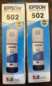 Epson T502, Cyan Ink Bottle, New Sealed Ink, Exp: 02/2024 (2 Units) - Zdjęcie 1 z 3