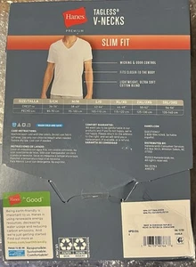 Hanes Men's Premium 5 Pack Slim Fit, V- Neck, Wicking, T-Shirt, White , Small - Picture 1 of 2