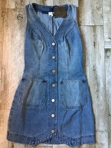 Le Lis Damen Denim ärmellos Knopfleiste Strampler/Kleid Gr. XS - Neu mit Etikett - Bild 1 von 4