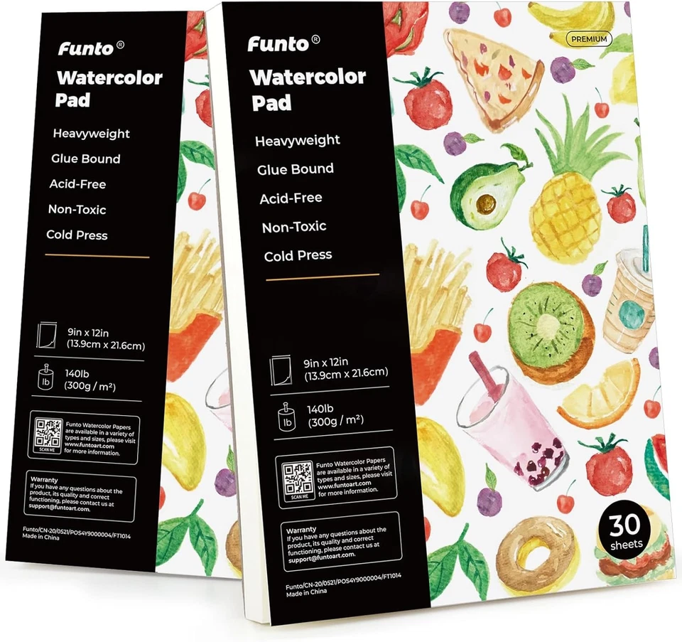 Almohadillas de papel de acuarela 9x12 140 lb 300 gsm 30 hojas cada una prensadas en frío sin ácido Foto 1 de 4