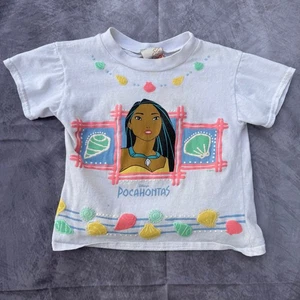 Youth Kids Vintage 90's Disney Pocahontas White Movie Promo Shirt Sz XS (5/6) - Picture 1 of 10