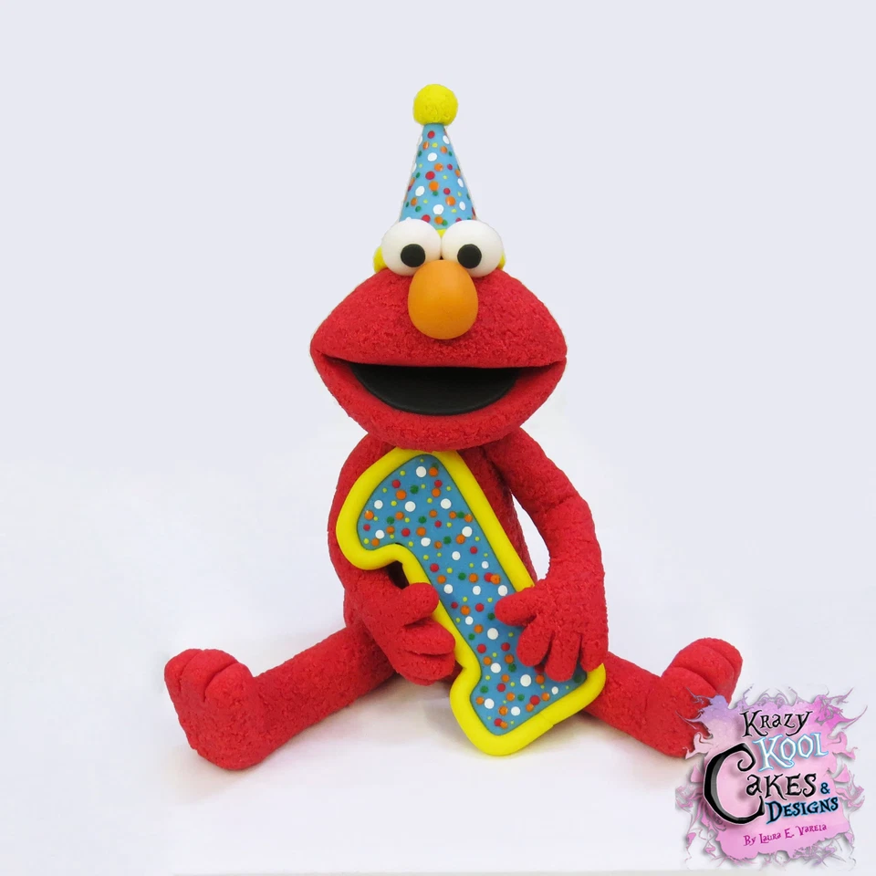 Topper de pastel de fondant Elmo hecho a mano: hecho a pedido Foto 1 de 2