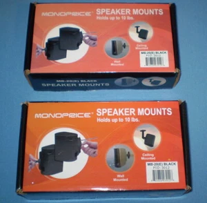 (4) Monoprice MB-20 Home Theater Satellite Speaker Mounts Wall Ceiling Black NEW - Picture 1 of 5