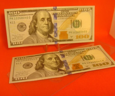 #2 Two Sequential Consecutive Order 2017 A SERIES UNC 100 ONE HUNDRED DOLLAR (2) - Image 1 of 4