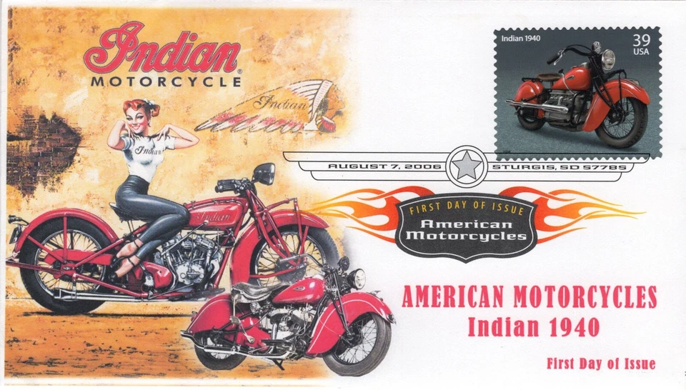 AO-4085-1, 2006, American Motorcycles, Indian, FDC, Add-on Cachet. Digital Color - Image 1 of 1