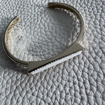 Kate Spade White Marble Building Blocks Gold Tone Bangle Bracelet Hinge - Image 1 of 4