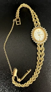 VTG Ladies Geneve 15 Gram 14 K Gold/Diamonds Quartz Bracelet Watch Swiss Rare - Picture 1 of 13