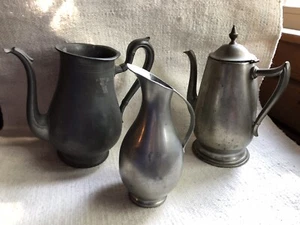 VTG Antique LOT 3 Pewter Pitchers (Royal Guild-Holland, Genuine Pewter) - Picture 1 of 12