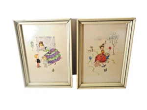 2 Vintage Framed Art Prints Donald Art Co. NY Mother & Children Nursery Decor - Picture 1 of 4