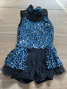 weissman girls blue tulle sequin Glitter dance jazz recital dress Leotard 6 - Picture 1 of 5