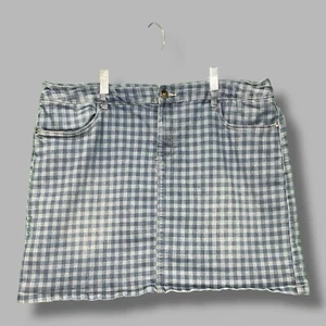 Christopher & Banks Women’s Blue Jean Denim Checkered Skirt Size 16 - Picture 1 of 6