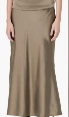Falda CALVIN KLEIN Seda Satén Corte Sesgado Tostado Taupe Talla 8 Foto 1 de 3
