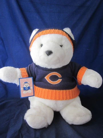 Carson Pirie Scott Chicago Bears 18" Plush Teddy Bear w/ Sweater & Hat TAG Cover