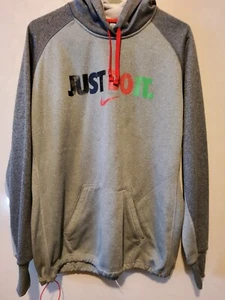 Nike Therma-Fit Just Do It Gray  Pocketed Drawstring Pullover Logo Hoodie sz XL - Picture 1 of 7